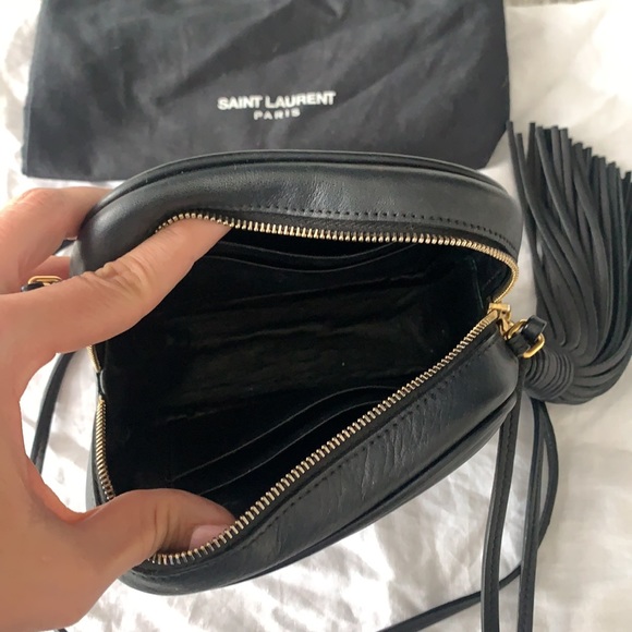 Yves Saint Laurent Black Leather Pouch Mono- crossbody - Picture 2 of 7